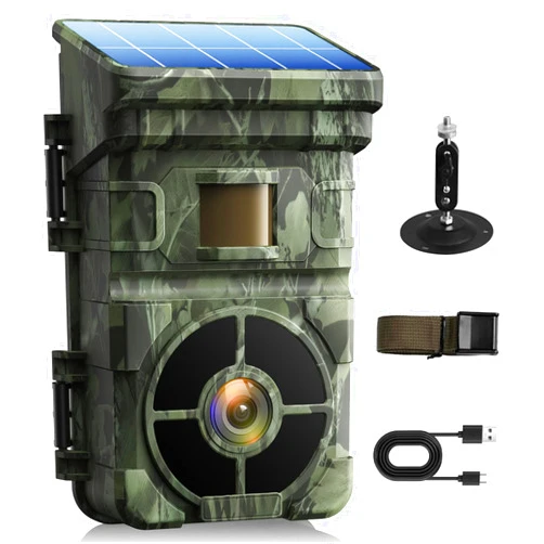 VOOPEAK 2025 Newest Forever Power Solar Trail Camera 4K 48MP, Game Wildlife Hunting Waterproof Outside Cameras 0.1s Trigger Time with 120° Detection Angle Night Vision Motion Activated