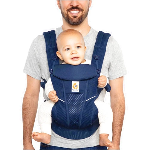 Ergobaby All Carry Positions Breathable Mesh Baby Carrier with Enhanced Lumbar Support & Airflow (7-45 Lb), Omni Breeze, Midnight Blue