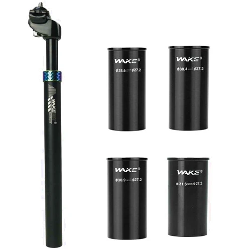 LITEONE Shock Absorber Seatpost 350mm Adjustable Coil Spring Suspension Seat Post with 27.2 28.6 30.4 30.9 31.6mm seatpost Shim for Mountain Bike Road Bicycle MTN BMX ( Travel 45mm, Lightweight, Alloy Tube
