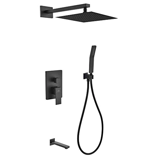 Kube Bath Matte Black Shower Set with 12