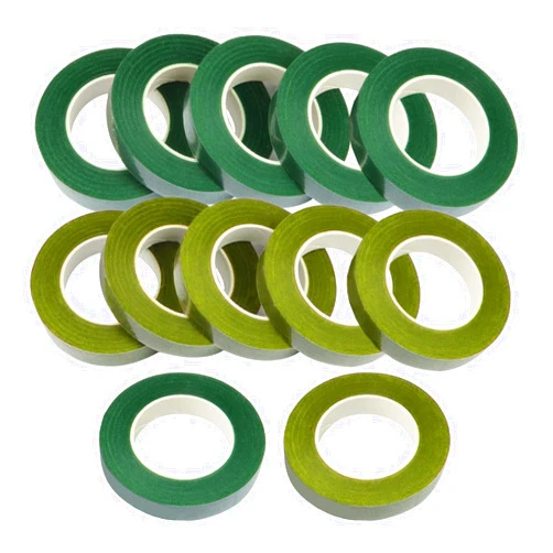 Cettkowns 12 Rolls 1/2 Inch 30 Yard Green Floral Tape for Bouquet Stem Wrapping - Adhesive, Waterproof and Flexible (Olive Green+Dark Green)