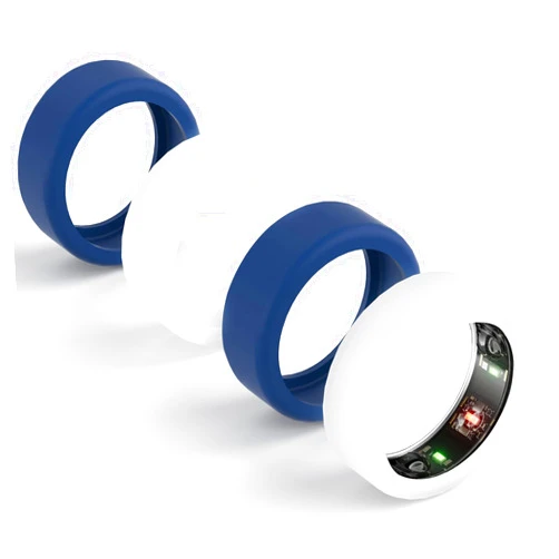 Snyeest Ring Protector Compatible for Oura Ring 4/Gen3/Samsung Galaxy Ring/RingConn Gen 2&1/ULTRAHUMAN Ring AIR,Silicone Case Finger Woking Out Women Men (Clear*2+Blue*2,S for 5/6/7/8/9/10)