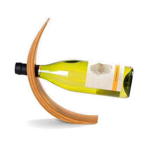 Somonka-L Single Wine Bottle Holder, Natural Bamboo Personalized Wine rack,Self Balancing Display Wine Rack On Tabletop, Cabinet Etc
