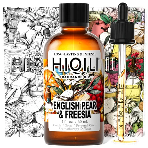 HIQILI English Pear & Freesia Fragrance Oil for Perfume, Inspired by J-Malone, Candle & Soap Making, Sweet Scents for Essential Oil Diffuser, Home Spray - 1 Fl Oz