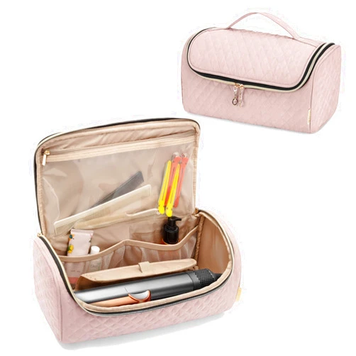 Yarwo Travel Bag Compatible with Dyson Airstrait/Corrale Straightener and Hair Accessories, Portable Flat Iron Storage Case Box Organizer for Hot Hair Styling Tools and Attachments, Dusty Rose