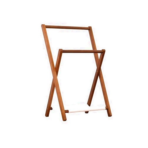 LYMOUYEE Double Rod Garment Storage Rack for bedroom、Livingroom、kids room - Dress up Storage for toys,pets,kids-Folding Beech Wood Baby Clothes Rack - Clothes Storage Rack Organizer (walnut)