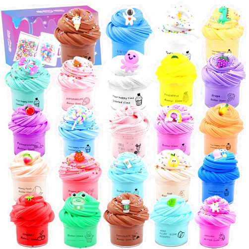 LKAXYTP 24 Pack Butter Slime Kit, Party Favor Supplies, Super Soft, Non-Sticky, Goody Bag Toy, Prize for Girl and Boys, Christmas Stocking Stuffers