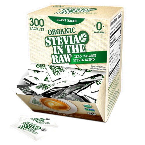 IN THE RAW Stevia In The Raw Organic Stevia Sweetener Packets, 300 Ct, Zero Calorie Stevia Sugar Substitute Packets, No Erythritol or Artificial Flavors, USDA Organic, Non-GMO Project Verified, Vegan