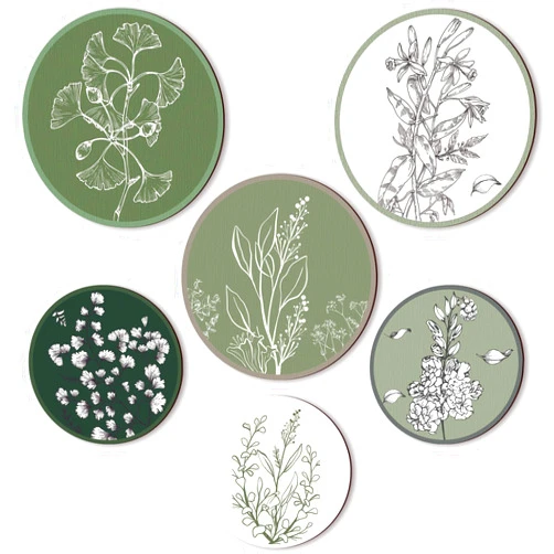 Barydat 6 Pieces Boho Plant Wall Art Print Set Boho Wooden Wall Print Neutral Vintage Wall Decor Minimalist Hanging Art Wall Decor Farmhouse Bedroom Living Room Office (Greenery)