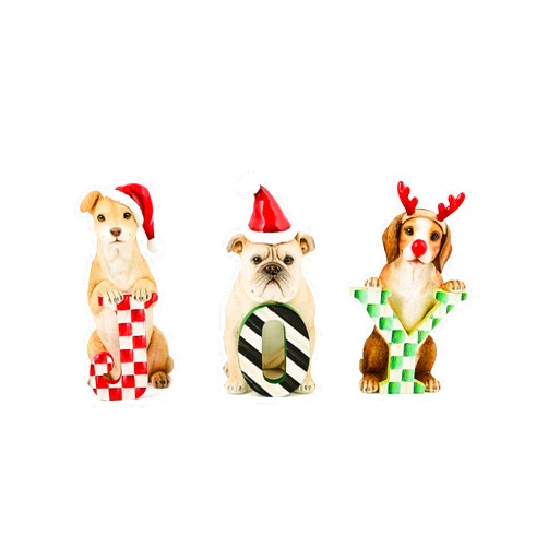 MACKENZIE-CHILDS Joy Dog Figurine Set, Christmas Figurines for Home Decoration, Check It Out
