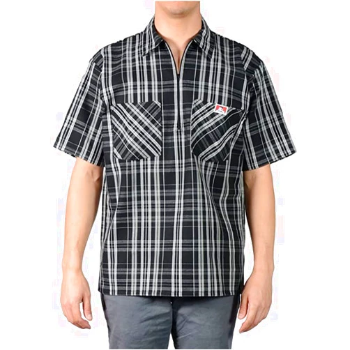 Ben Davis Men's Short Sleeve Plaid Half-Zip Work Shirt