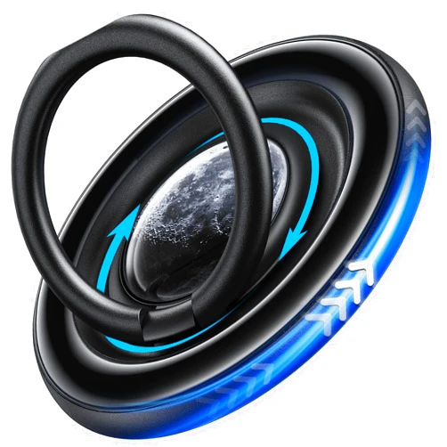 TORRAS 360° Fidget Spinner Magnetic Phone Grip Ring Holder Kickstand, Fit for PopSocket MagSafe Accessories Removable for iPhone 16,15,14, 13, 12 Pro/Max,Samsung Galaxy, Google, Ostand SpinRing, Black