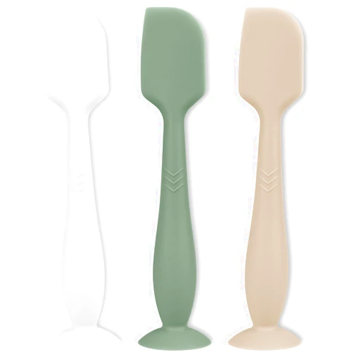 Mintlyfe 3 Piece Full Size Diaper Cream Applicator Set - Soft Silicone Baby Butt Spatula with Suction Base (White/Sage/Sand)