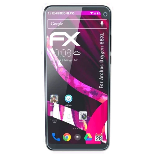 AtFoliX Plastic Glass Protective Film compatible with Archos Oxygen 68XL Glass Protector, 9H Hybrid-Glass FX Glass Screen Protector of plastic