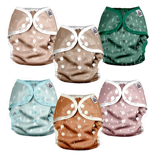 Mama Koala Reusable Adjustable Cloth Diaper Covers with Double Gusset for girls and boys, Snap Closure, Size M(Simply Neautrals)