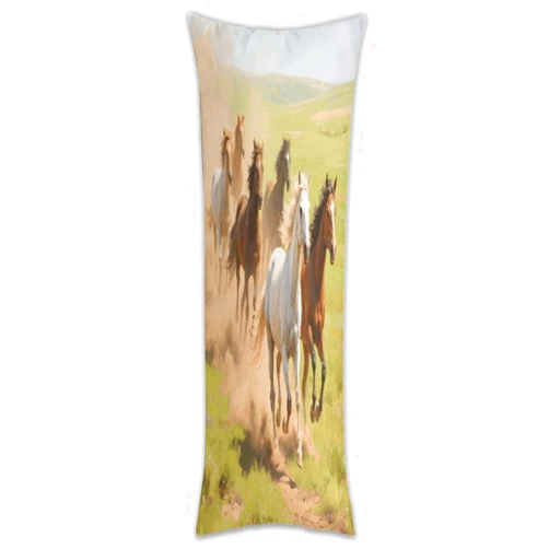 VstaDank Running Horses Pillowcase Long Pillow Case Cover Retro with Hidden Zipper Soft and Breathable Body Pillowcase Comfort for Hot Sleepers and Night Sweats