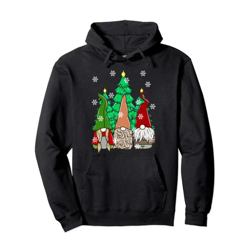 Cute Three Nordic Gnomes Graphics Three Nordic Gnomes Swedish Cute Elves Christmas Pullover Hoodie