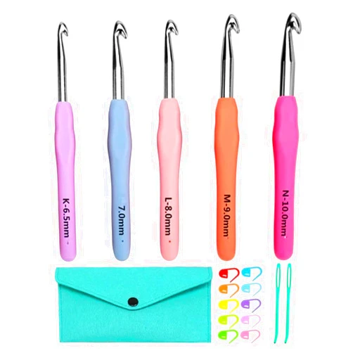 Yarniss Large Ergonomic Crochet Hooks Set 6.5mm 7.0mm 8.0mm 9.0mm 10.0mm (5 Size)