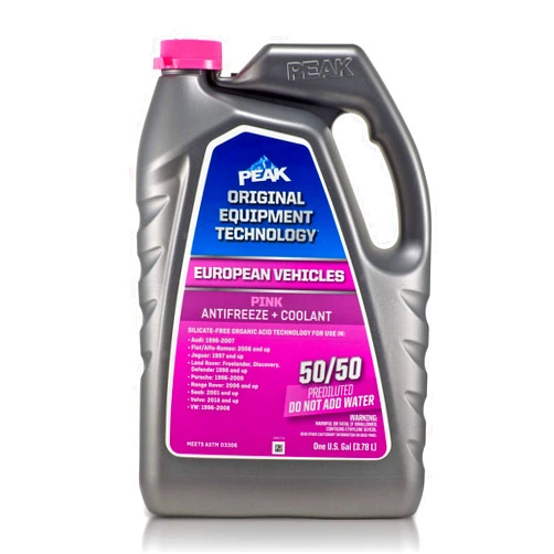 PEAK OET Extended Life Pink 50/50 Prediluted Antifreeze/Coolant for European Vehicles, 1 Gal.