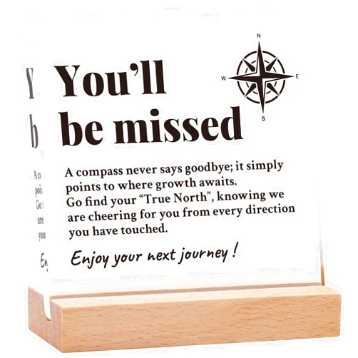 VUOJUR Going Away Gifts for Coworkers Leaving, Thoughtful Compass Sign, Goodbye Farewell Gift for Boss, Staff, Women & Men