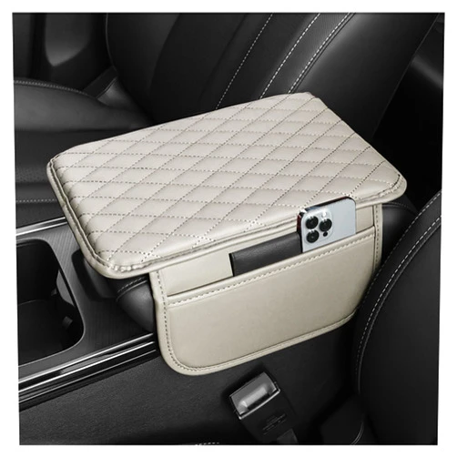 Stacool Upgraded Car Center Console Cover,Microfiber Leather Car Armrest Cover Cushion with 2 Storage Bags,Universal Car Armrest Storage Box Car Interior Accessories for Most Vehicles (Light Grey)