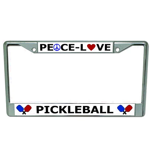 Urbanrags License Plate Frame Peace Love Pickleball Aluminum License Plate Frame