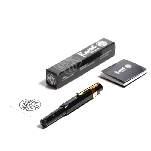 Kaweco Sport Classic Fountain Pen Black, Fine Nib Sport Octagonal Clip Gold.