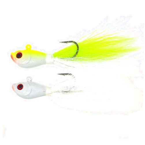 Kmucutie 2 pcs deer tail hair bucktail Jig Saltwater or Freshwater Bait 2oz / 3oz/4oz/6oz/8oz，for bass flounder fluke Striper Fishing Lure
