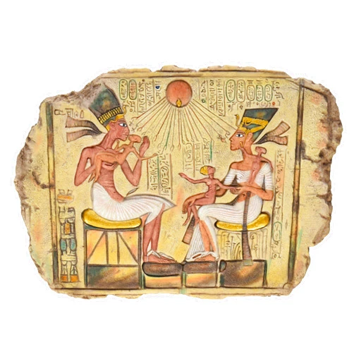 Design Toscano King Akhenaton, Nefertiti and Daughters Stele Wall Sculpture, 12 Inch, Full Color, 12.00