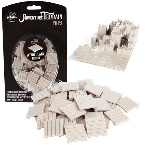 Monster Protectors Monster Adventure Terrain- 50pc WOOD PLANK Tile Expansion Pack- Paintable 1