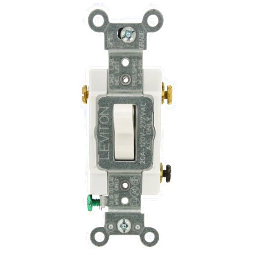 Leviton 1223-SW 20-Amp, 120/277-Volt, Toggle 3-Way AC Quiet Switch, Heavy Duty Grade, Grounding, White