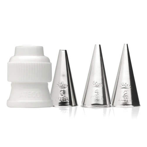 Ateco Writing Cake Decorating Tips, 4-Piece set, Silver