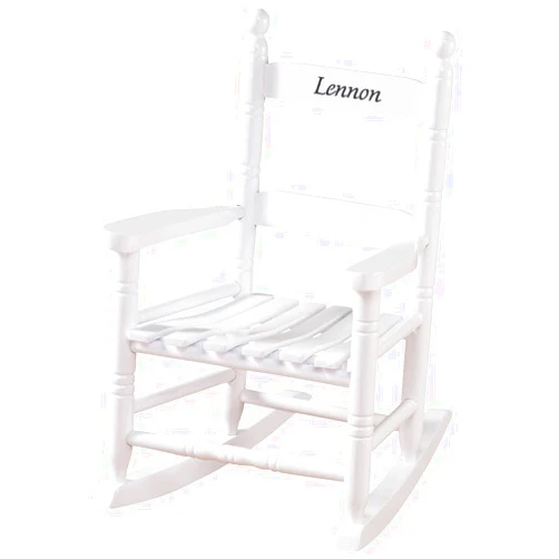 Miles Kimball Personalized Childrens Rocking Chair, Features Classic Rocker Design and Hardwood Construction, White Finish with Black Font