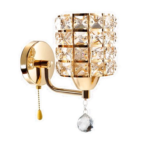 INHDBOX Modern Decorative Crystal Wall Sconces, Wall Lamp Light with E26 Socket 5W Bulb for Living Room Bathroom Bedroom and Hallway, Gold
