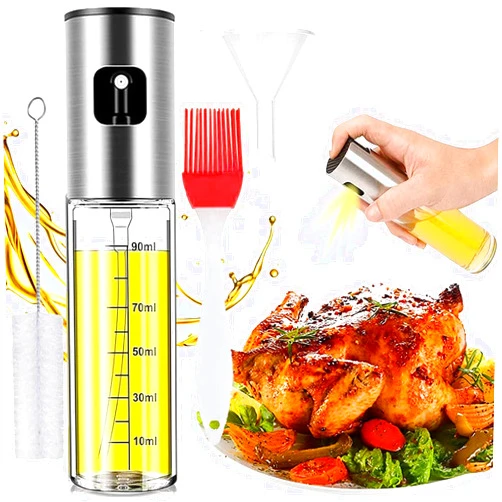LayYun Oil Sprayer for Cooking, Olive Oil Sprayer Mister, 100ml Olive Oil Spray Bottle, Olive Oil Spray for Air Fryer, Salad, BBQ, Kitchen Baking, Roasting, 4 Piece set