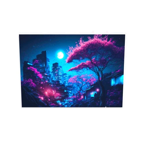 Wangyao99966 Anime Poster - Neon City Cyberpunk Canvas Art, 12x18inch (30x45cm), Wall Decor, Gifting, Bedroom, Dining Room, Living Room, Office