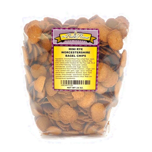 The Bulk-Priced Food Shoppe Mini Rye Worcestershire Bagel Chips, Bulk Size, (1.5 lb. Resealable Zip Lock Stand Up Bag)