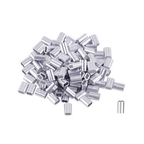 Eowpower 50 Pieces Aluminum Crimping Loop Sleeves Cable Crimp for 3/16 inch Wire Rope and Cable Line End