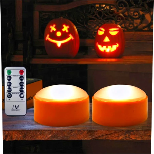 HOME MOST 2-PACK Halloween Pumpkin Lights with Remote/Timer - Orange Pumpkin Lights LED Battery Operated Halloween Decor - Halloween Jack-O-Lantern Outdoor Pumpkin Decorations - LED Lights Halloween