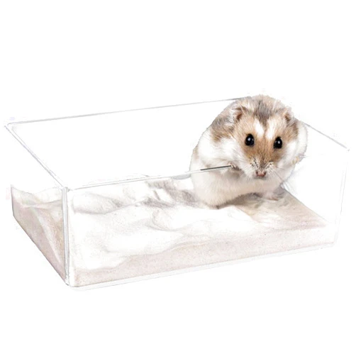Cumuiu Hamster Sand Bathroom Clear Acrylic Toilet Tray Bathroom for Hedgehog Squirrel Hamster Guinea Pigs and Small Animal (Small)