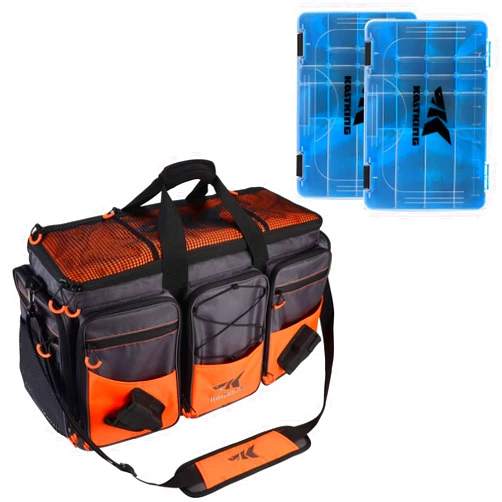KastKing Fishing Gear & Tackle Bags - Saltwater Resistant Fishing Bags(Extra Large) & Bait Vault Camouflage Tackle Box