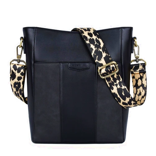 Missnine Crossbody Bags for Women Vegan Leather Crossbody Purse Fashion Shoulder Bucket Bag with Adjustable Guitar Strap