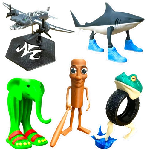Lemoneon Tralalero Tralala Action Figure Set Italian Brainrot Shark Meme Figures Toys Tung Tung Tung Sahur Animals 3D Toys for Fans