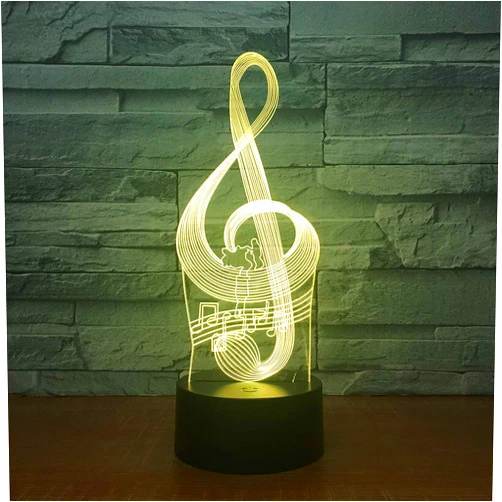 Warm Light Music Note 3D Night Light, 7 Colors Changing Optical Illusion Touch Table Desk Lamp, Perfect Gifts for Kids’ Home Decoration LED Lamp