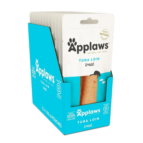 Applaws Natural Cat Treats, Grain-Free Single Ingredient Cat Treats, Whole Protein Fillet Cat Treats, Healthy Cat Snacks, No Artificials (12 x 1.06oz Whole Tuna Loin)