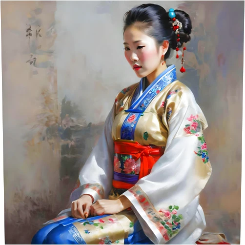 Generic Zhuangs Chinese Woman Portrait E – Ink on Matte Stock Paper - Paper 8.5 in x 11 in - Design Size 5in x 7in - Unmatted, Unframed
