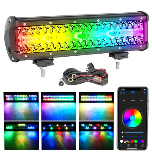 Nibright 12 Inch RGB LED Light Bar for Truck [200+ Chasing Modes] [1600+ Colors RGB + Pure White] [APP Control] Chase Light Bar for ATV UTV Truck SUV Off Road Boat