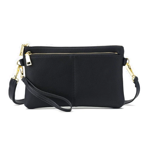 ZOOEASS Triple Zip Small Crossbody Bag Lightweight Purses Vegan Leather Wristlet Clutch, Includes Adjustable Shoulder