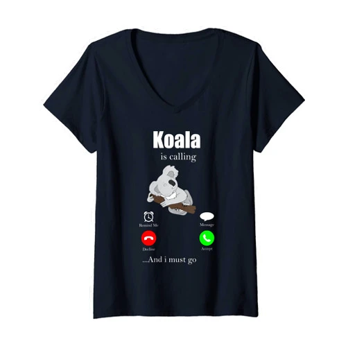 Koala Tshirt Für Kinder Damen Mädchen Koalabär Süß Womens Koala Gift Bag Animal Sleeping Pyjamas Saying Cuddly Toy V-Neck T-Shirt