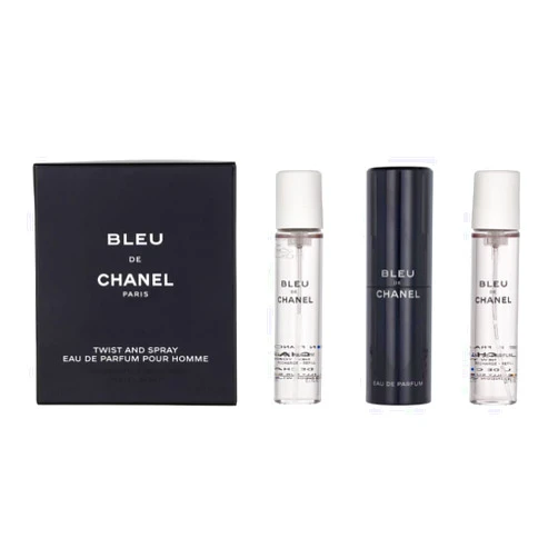 CHANEL Bleu De Eau De Parfum Travel Spray for Men 3 X 0.7 Oz, 2.1 Fl Oz, 3 pc set (purse spray)